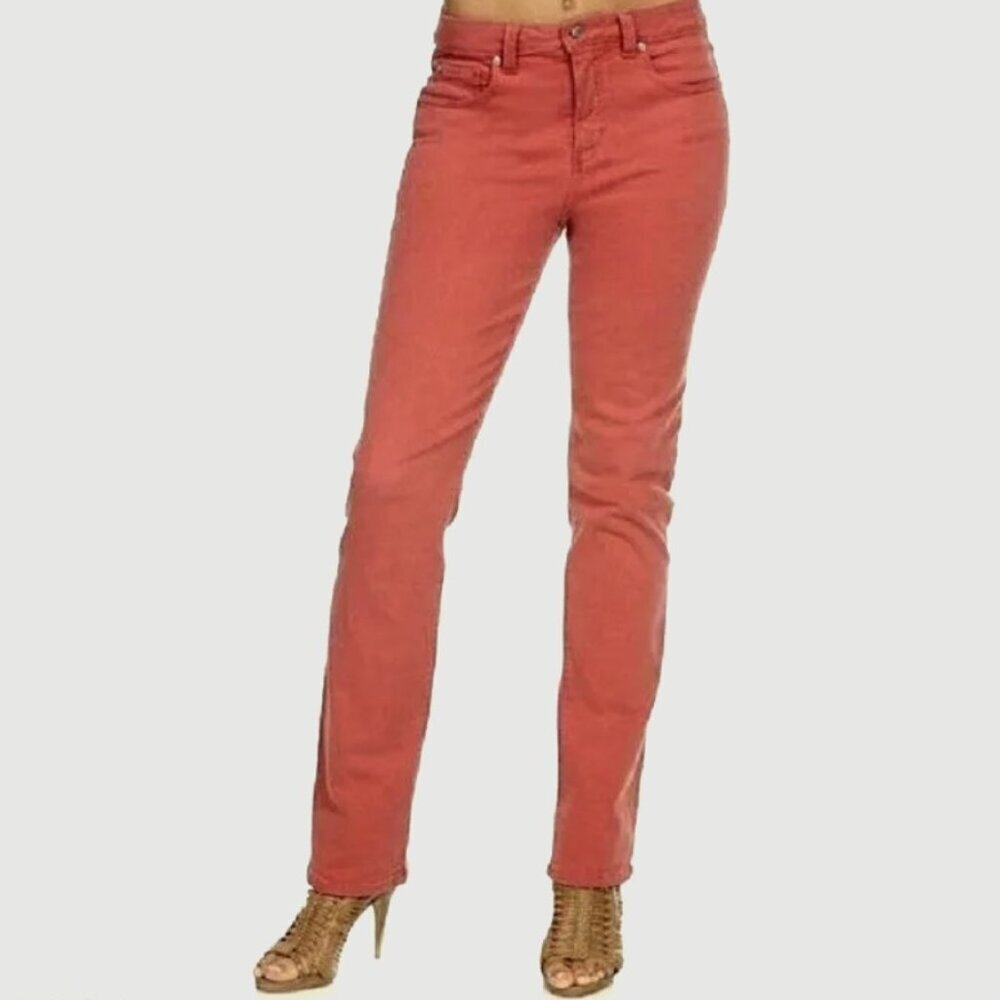 Miraclebody Women's Katie Slim Straight Leg Jeans Brick Red- 10